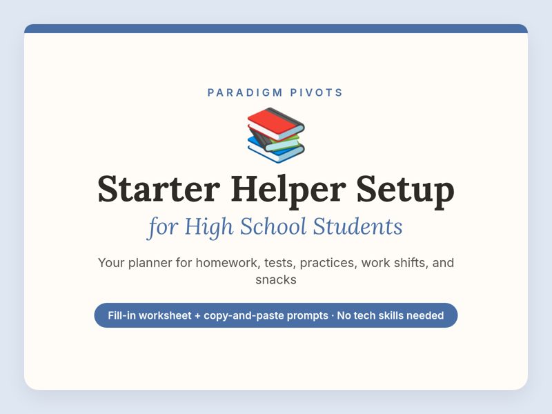 Starter Helper Setup for High School Students cover